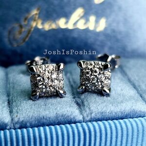 Fully iced Moissanite stud earrings in sterling silver